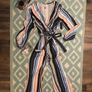 NWT No Boundaries striped wrap jumpsuit romper